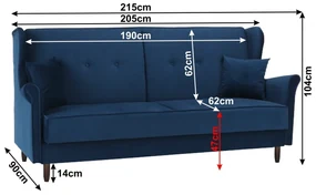 Canapea extensibilă, material textil albastru, COLUMBUS