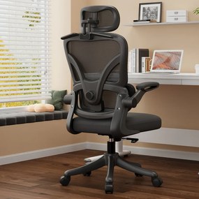 ErgoVision Sponge – Scaun Ergonomic, Suport Lombar Reglabil, Tetieră Reglabilă, Cotiere Rabatabile, Recliner 135°, Umeras, Mesh, Negru