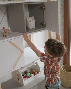 Biblioteca Pinette alb/gri/pin H190,3 cm