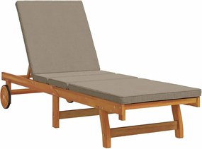 vidaXL Șezlong cu pernă Maro 63 x 199 x 85cm Lemn masiv de acacia