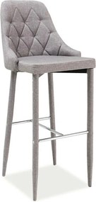 Scaun bar TRIX H-1, gri, stofă/metal, 46x42x109 cm