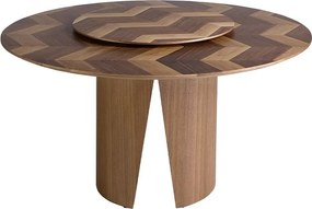 Masa rotunda cu blat central pivotant design LUX Walnut 150cm