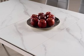Masa extensibila Apollo Ceramica marmura alba/negru mat - L120-160 cm