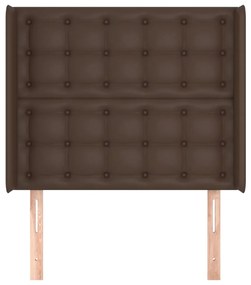Tablie de pat cu aripioare, maro, 103x16x118 128 cm, piele eco 1, Maro, 103 x 16 x 118 128 cm