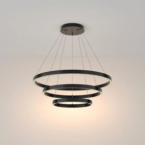 Lustra LED suspendata design modern Rim negru 80cm, 3000K