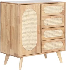 Bufet natur din metal , lemn de cauciuc si rattan , "Natqi"