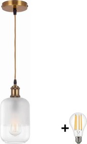 BRILAGI - Lustră LED suspendată pe cablu RETRO GLASS 1xE27/60W/230V Ø 14 cm auriu/alb