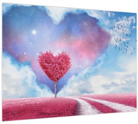 Tablou - Copac de inimă roz (70x50 cm)