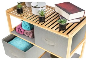 Raftier din bambus cu coșuri G21, 3 etajere, bej, 3 etaje