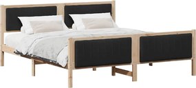 vidaXL Cadru de pat Maro și negru 180 x 200 cm Lemn masiv de pin