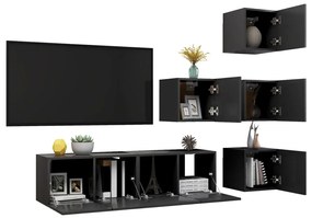 Set dulapuri TV, 6 piese, gri, PAL 1, Gri, 60 x 30 x 30 cm