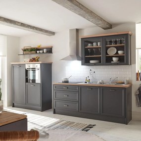 Mobila bucatarie in 2 culori JASMIN, gri grafit/stejar artisan, PAL, 3