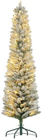 HOMCOM Brad de Crăciun Înzăpezit cu 329 de Crengi și Lumini LED Albe, Brad Artificial din Plastic, Ø52x180 cm, Verde | Aosom Romania