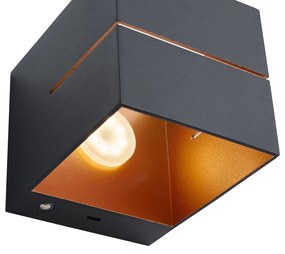 Lampă de perete modernă neagră cu interior auriu, inclusiv LED și dimmer tactil reîncărcabil - Joris Groove