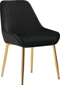 Scaun PERLIA, negru/auriu, stofa catifelata/metal, 56x62x89 cm