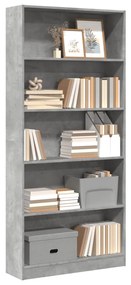 857856 vidaXL Bibliotecă, gri beton, 80x24x176 cm, lemn prelucrat