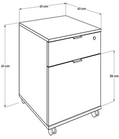 Corp Mobil Adore Rio Rollbox Office, usa, sertar cu cheie, 41 x 61 x 41 cm