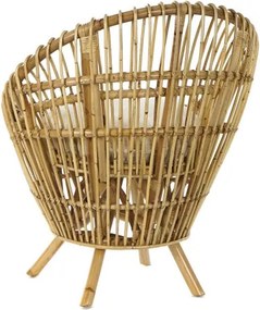 Fotoliu de exterior, natur, din rattan, cu perna detasabila, Elowen