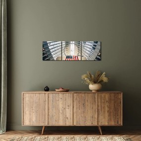 Tablou unei construcții cu steagul SUA (cu ceas) (90x30 cm)