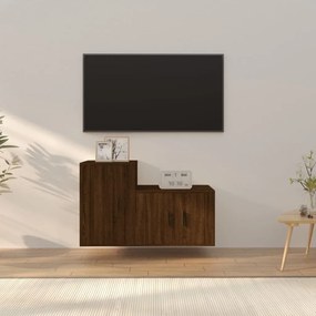 3188397 vidaXL Set dulapuri TV, 2 piese, stejar maro, lemn prelucrat