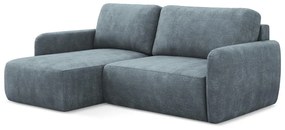 Colțar albastru prăfuit extensibil/cu spațiu de depozitare cu tapițerie din chenille (cu colț pe partea stângă/cu șezlong) Lilo – Makamii