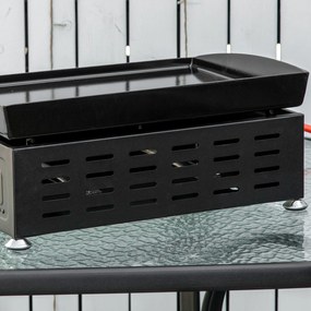 Gratar cu gaz si 2 arzatoare Outsunny, picioare reglabile, 6kW, 48.5x46x21cm, negru | Aosom Romania