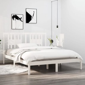 3104074 vidaXL Cadru de pat, alb, 160x200 cm, lemn masiv de pin