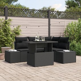 vidaXL Set de canapele pentru grădină 5 pcs Negru 100 x 55 x 73 cm