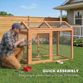 PawHut Coteț pentru găini adăpost exterior cu tijă pentru odihnă și uși duble, din lemn și metal, pentru 2 găini, 104 x 70,5 x 84 cm Portocaliu | Aosom Romania