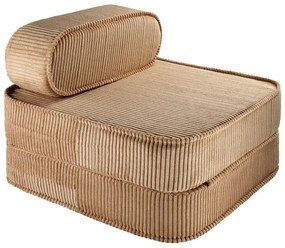 Fotoliu de copii maro cu tapițerie din catifea reiată Flip – Wigiwama