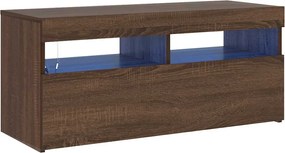 vidaXL Comodă TV cu lumini LED, stejar maro, 90x35x40 cm