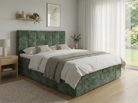 Pat boxspring tapitat DIRELIS VIBE 160x200 cm verde inchis Saltea: Saltea cu arcuri Bonell