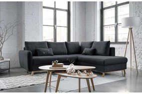 Colțar extensibil cu șezlong pe partea dreaptă Miuform Scandic Lagom L, gri închis