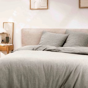 Lenjerie de pat gri din bumbac pentru pat dublu/extinsă cu 3 piese 240x220 cm Meline – douceur d'intérieur