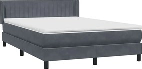 vidaXL Pat box spring cu saltea, gri închis, 140x220 cm, catifea