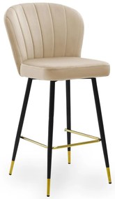 Scaun de bar Shelly bej picioare negru/gold M60 cm
