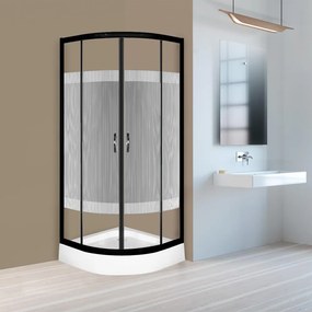 Cabină de duș curbată Xenia Duo Black 90 cu cădiță de duș