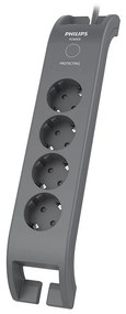 Prelungitor cu protectie la supratensiune Philips, 4 prize 2 metri, 900 J, negru