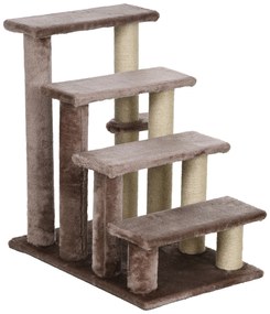 PawHut Scara pentru animale de companie, casa pentru zgâriere, 4 trepte, pentru animale cu o greutate de până la 5 kg, 60x40x64cm, Maro | Aosom Romania
