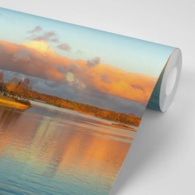 Fototapet apus de soare deasupra lacului