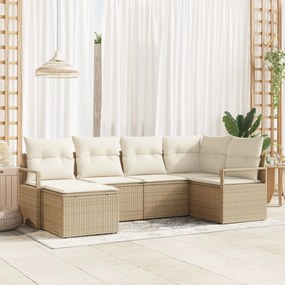 vidaXL Set de canapele pentru grădină 6 pcs Bej Rattan poli