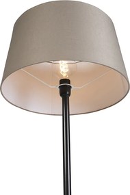 Lampă de podea neagră cu abajur din in taupe 45 cm - Simplo