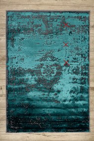 Covor DE LUXE modern 2083 ornament vintage - structural verde / gri - SECUNDAR-COTATI PRODUSUL