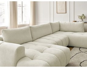 Colțar bej extensibil/cu spațiu de depozitare (cu colț pe partea dreaptă/în formă de "U") Fuji – Bobochic Paris