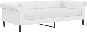 vidaXL Pat de zi cu saltea, alb, 90x200 cm, piele ecologică