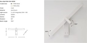 Aplica perete cu spot, directionabila RICO 10W+6W 3000K alb