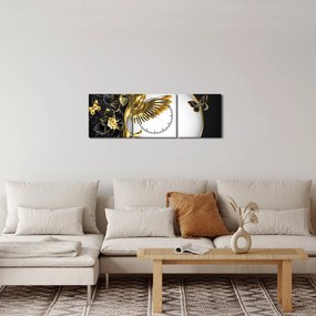Tablou - Bile cu motive aurii (cu ceas) (90x30 cm)