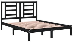 Cadru de pat, negru, 140x200 cm, lemn masiv de pin Negru, 140 x 200 cm