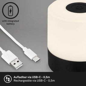 Briloner - Lampă de masă pentru exterior LED, tactilă, reîncărcabilă, cu reglare a intensității LED/2W/5V 2700K IP44 neagră