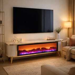 Comoda tv cu semineu Royal, cu led, 160 cm